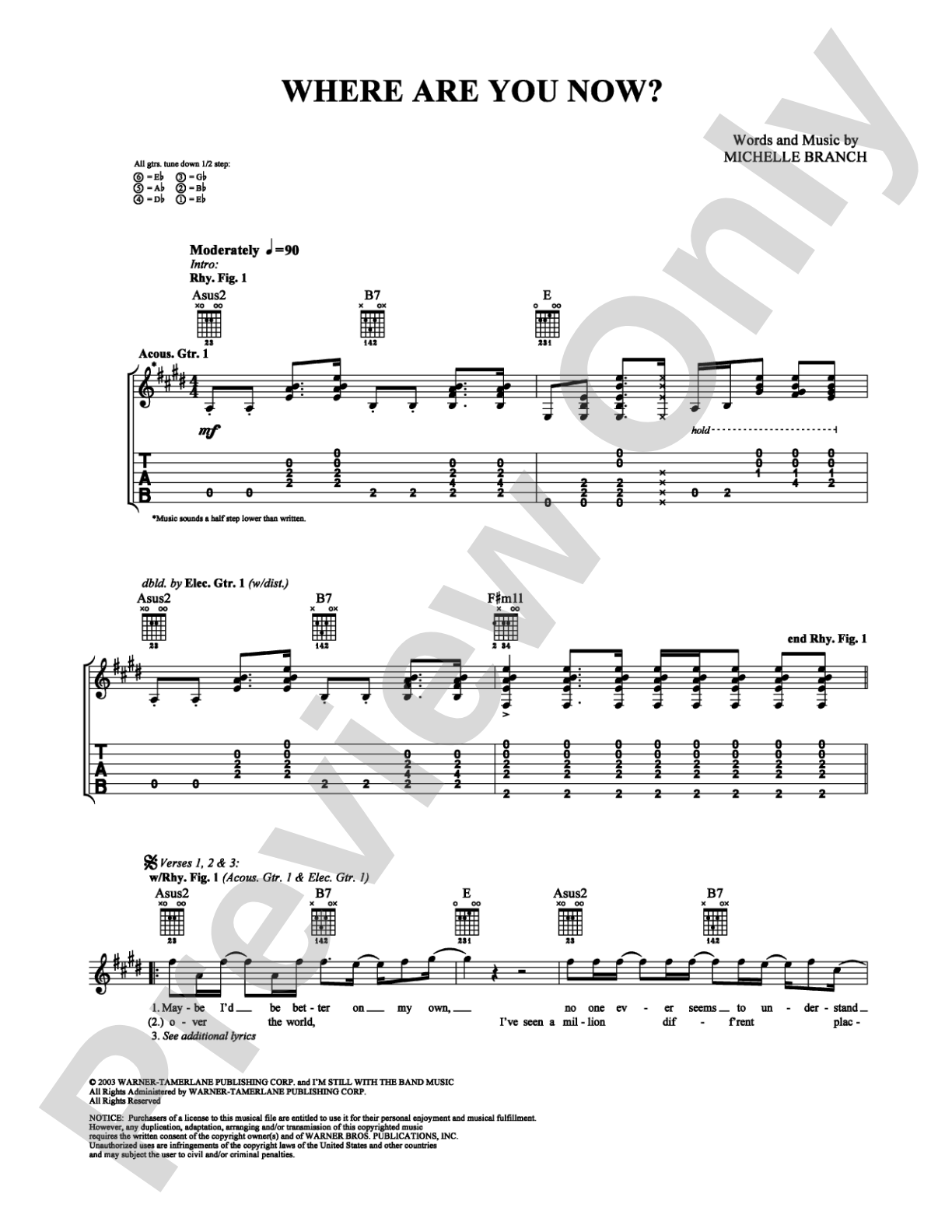 Where Are You Now?: Guitar TAB Digital Sheet Music