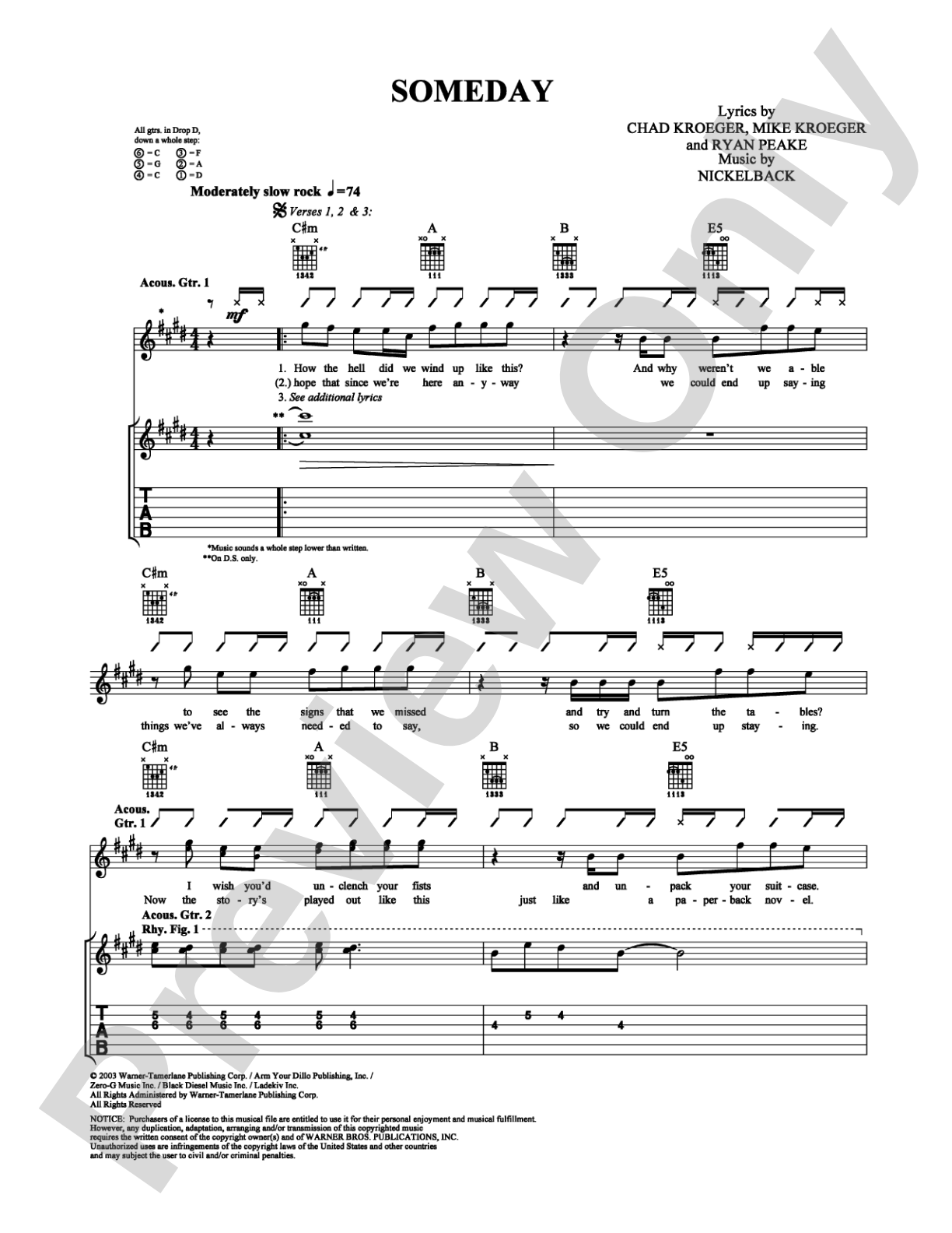 Someday: Guitar TAB Digital Sheet Music
