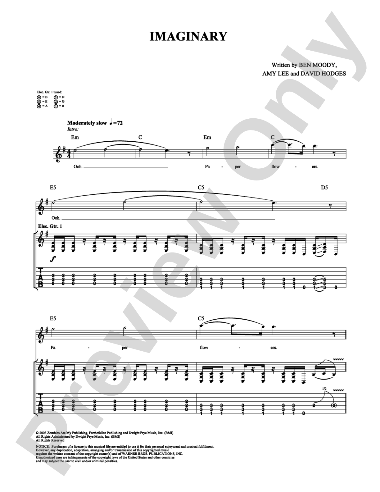 Imaginary: Guitar TAB Digital Sheet Music