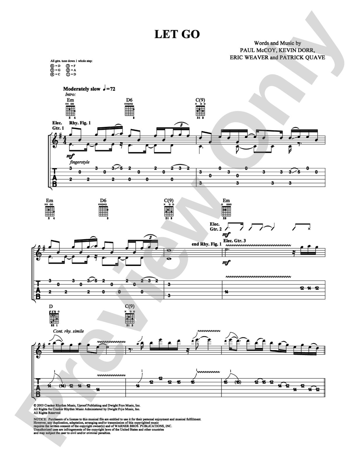 Let Go: Guitar TAB Digital Sheet Music