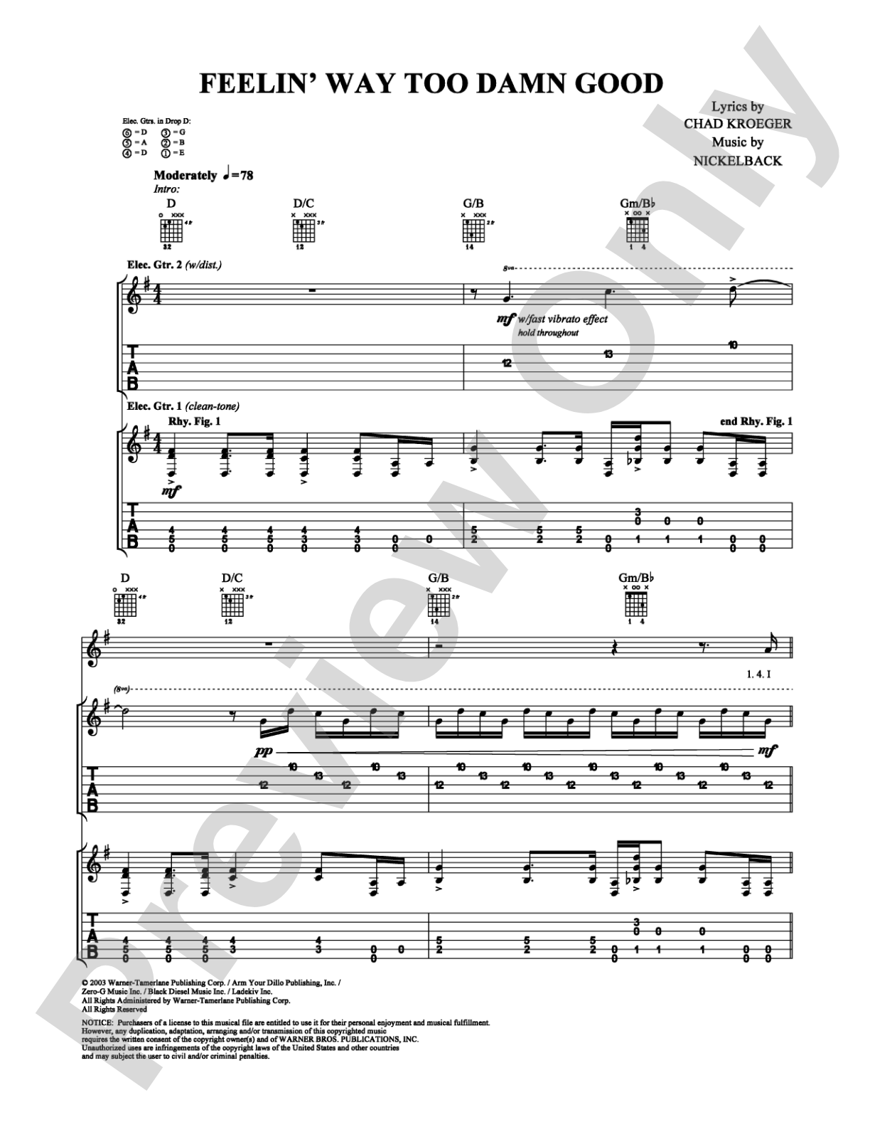 Feelin' Way Too Damn Good: Guitar TAB Digital Sheet Music