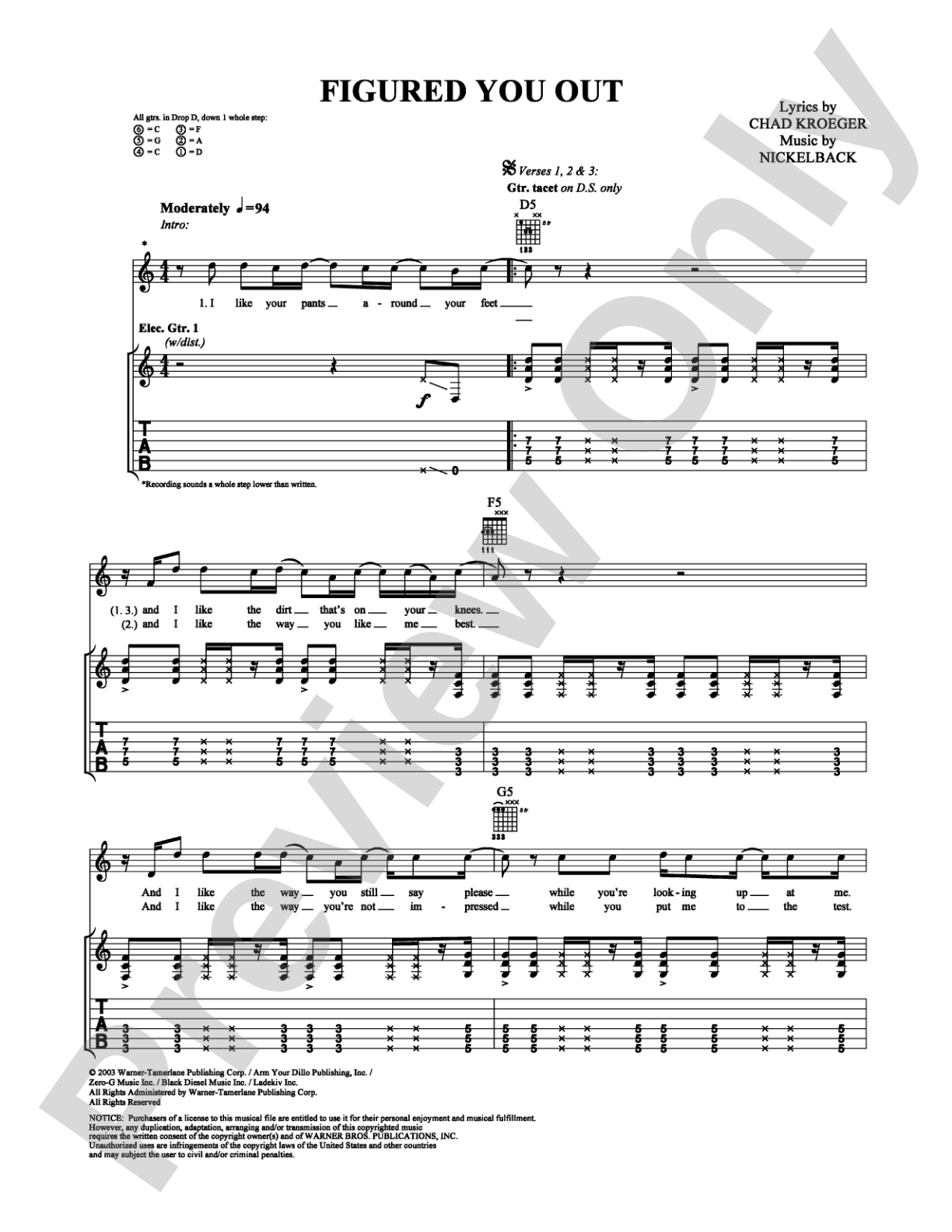 Figured You Out: Guitar TAB Digital Sheet Music