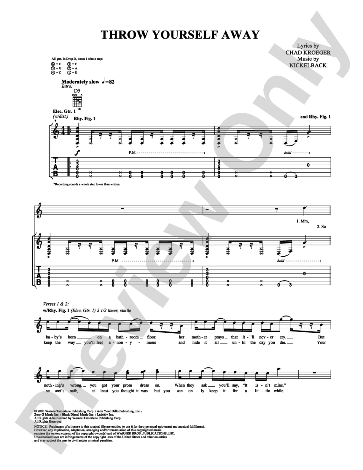 Throw Yourself Away: Guitar TAB Digital Sheet Music