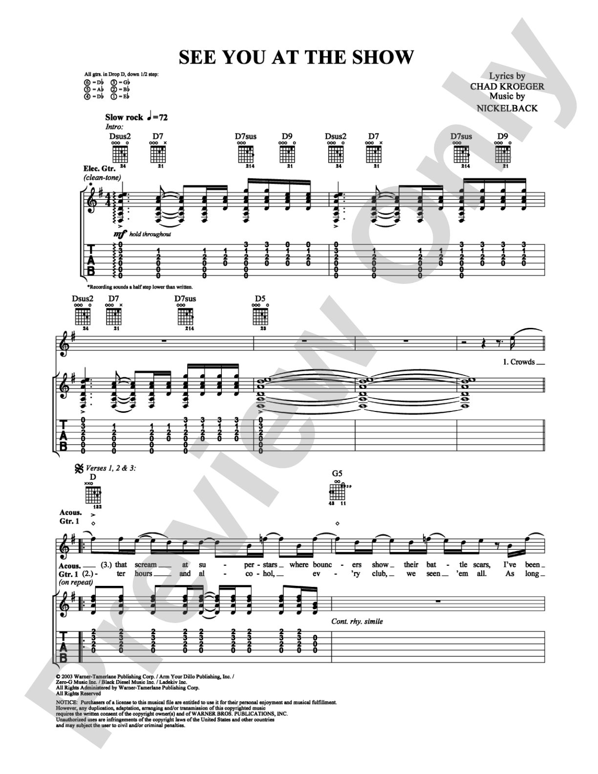 See You at the Show: Guitar TAB Digital Sheet Music