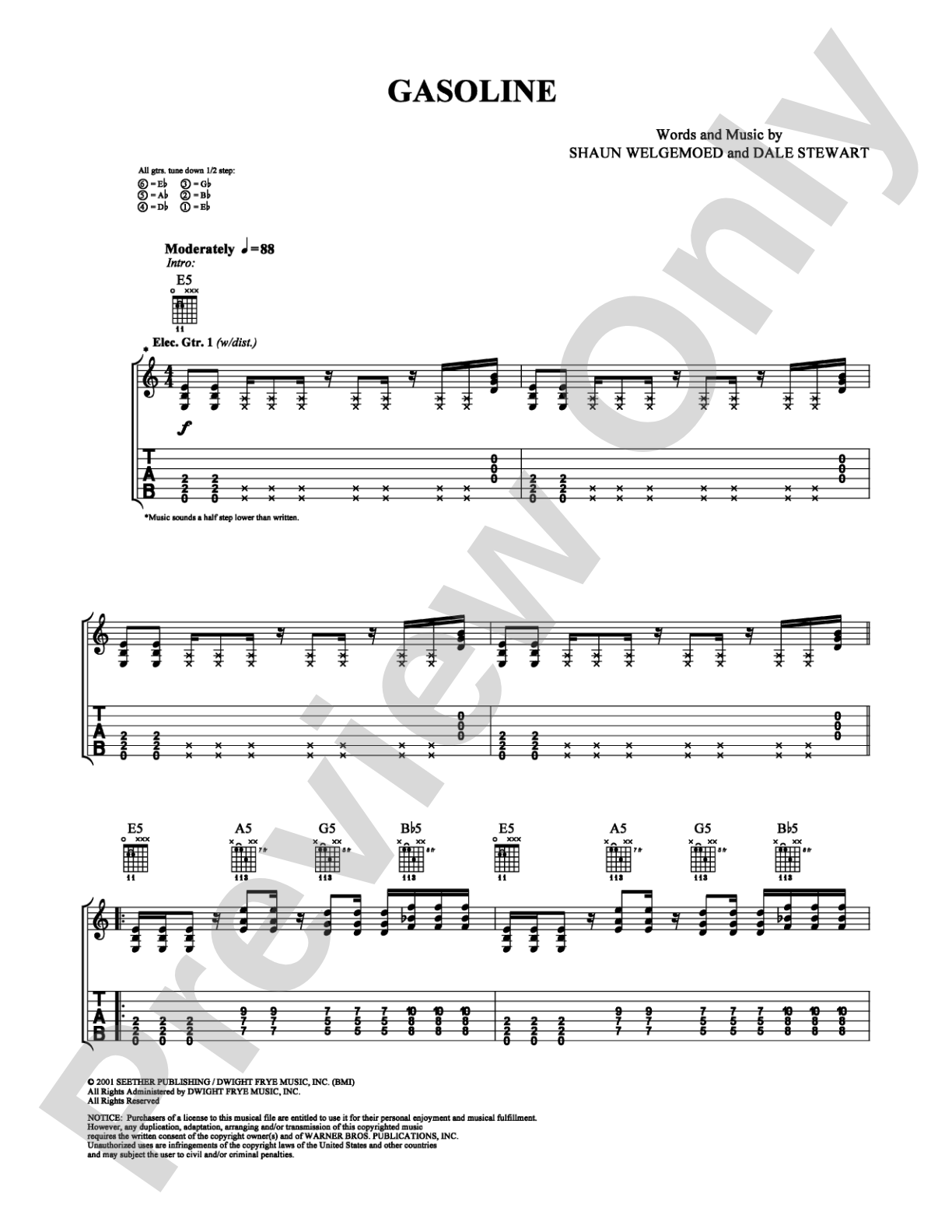 Gasoline: Guitar TAB Digital Sheet Music