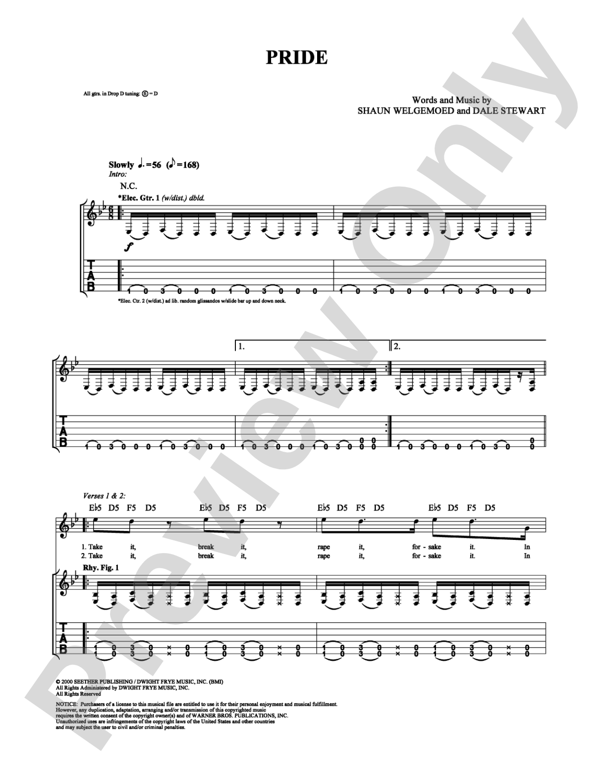 Pride: Guitar TAB Digital Sheet Music