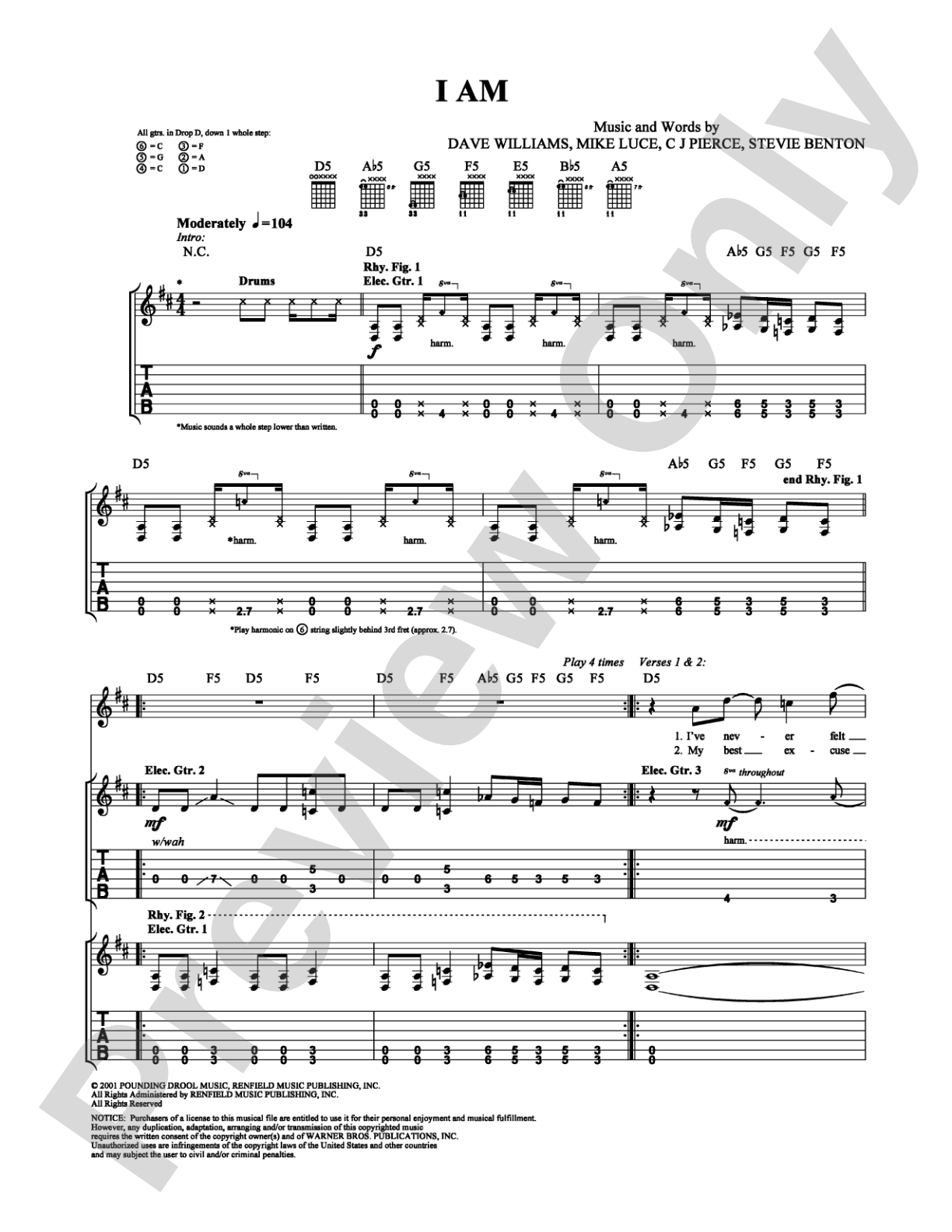 I Am: Guitar TAB Digital Sheet Music