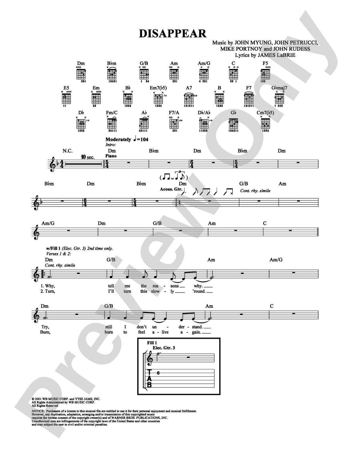 Disappear: Guitar TAB Digital Sheet Music