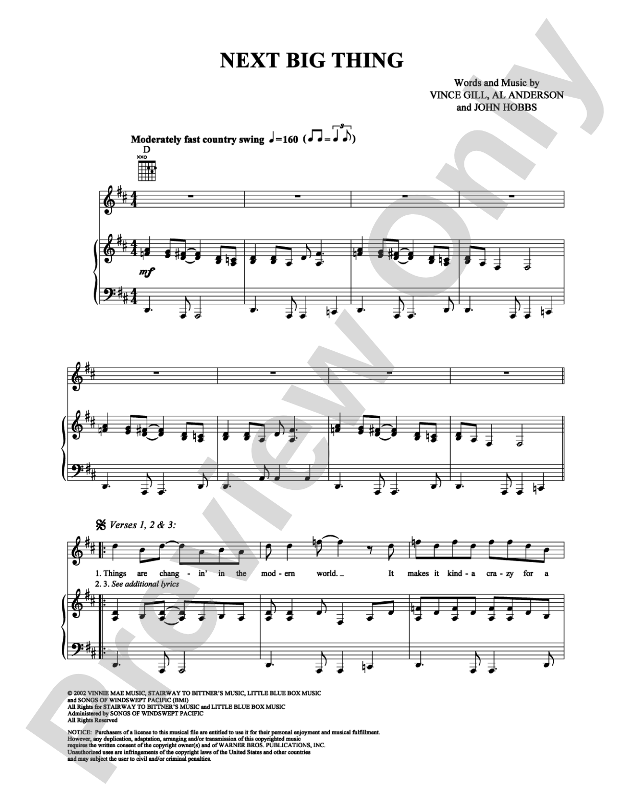 Next Big Thing: Piano/Vocal/Chords Digital Sheet Music