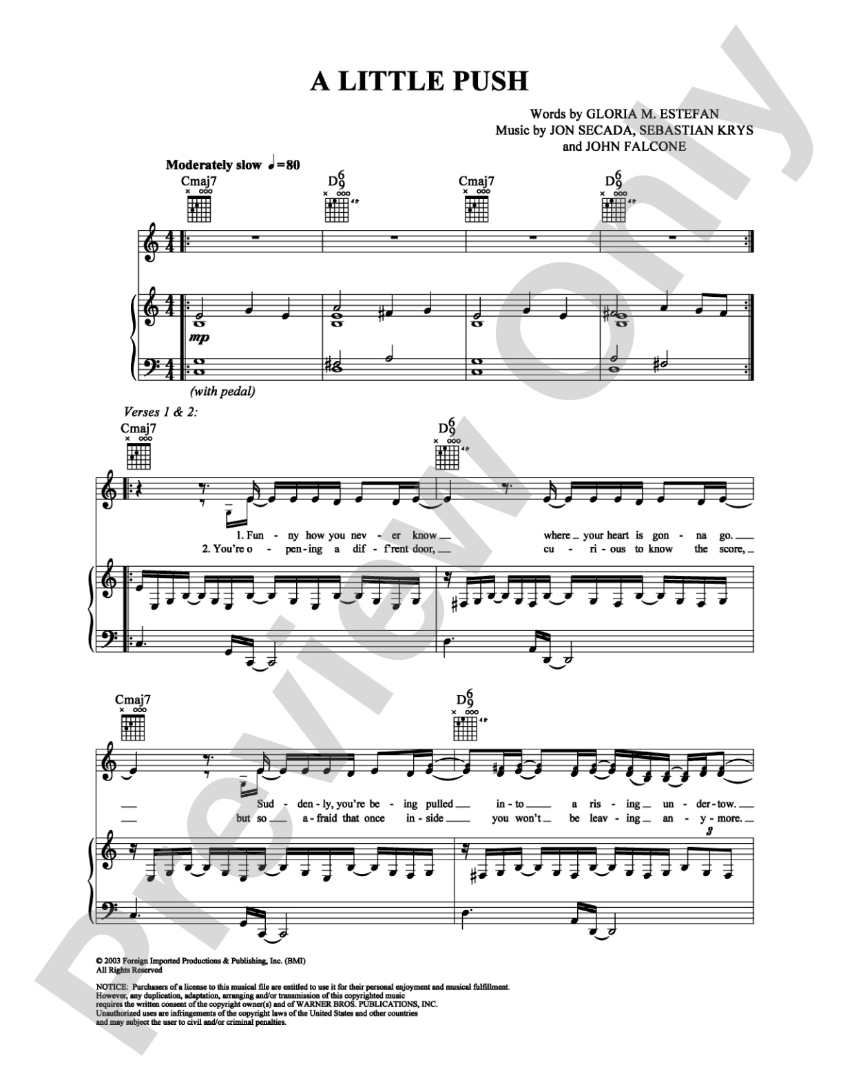 A Little Push: Piano/Vocal/Chords Digital Sheet Music