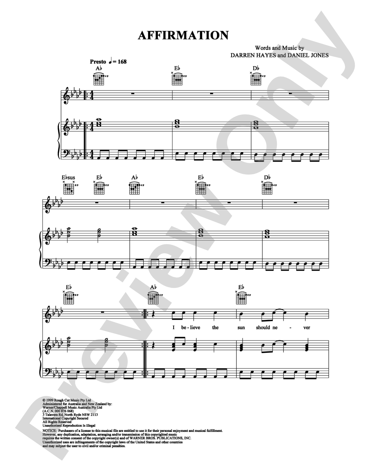 Affirmation: Piano/Vocal/Chords Digital Sheet Music