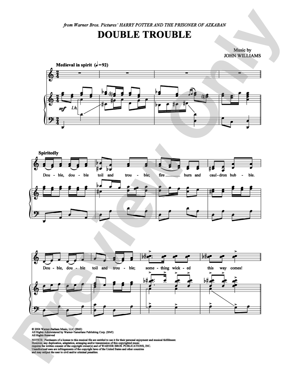 Double Trouble: Piano/Vocal/Chords Digital Sheet Music