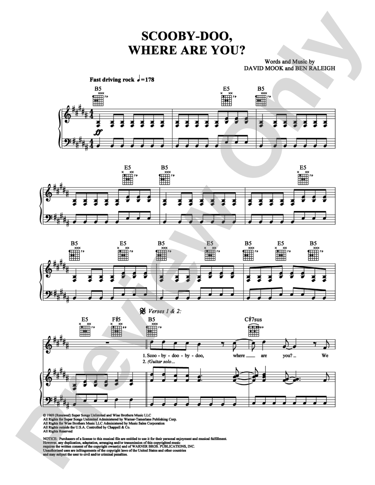 Scooby-Doo, Where Are You?: Piano/Vocal/Chords