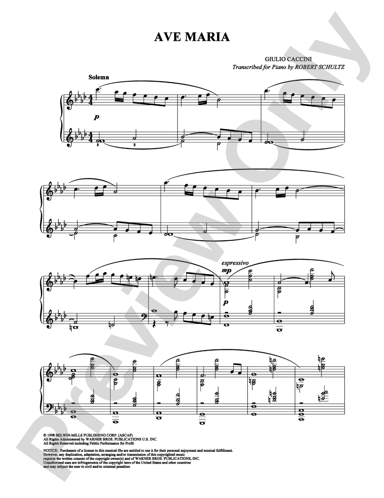 Ave Maria: Piano Digital Sheet Music
