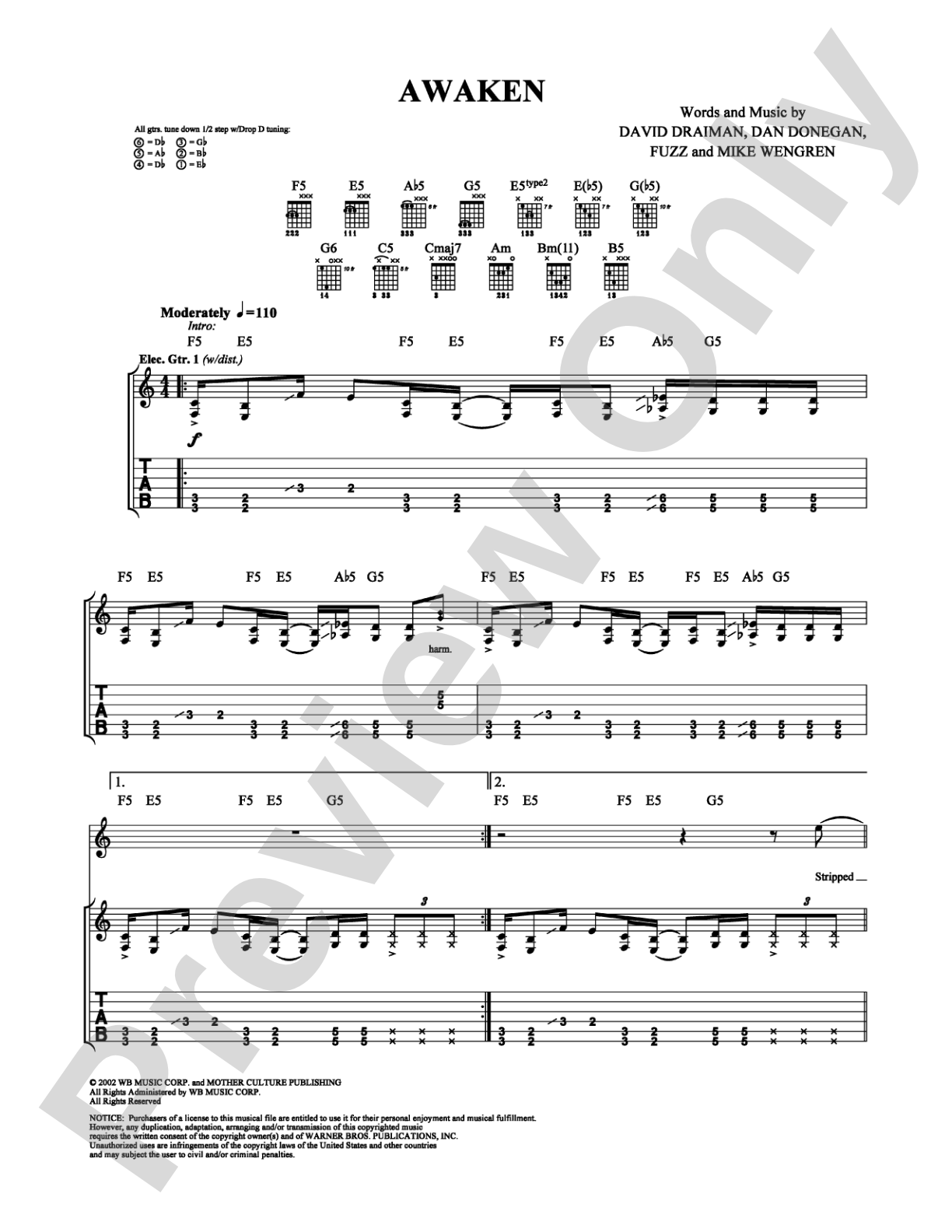 Awaken: Guitar TAB Digital Sheet Music
