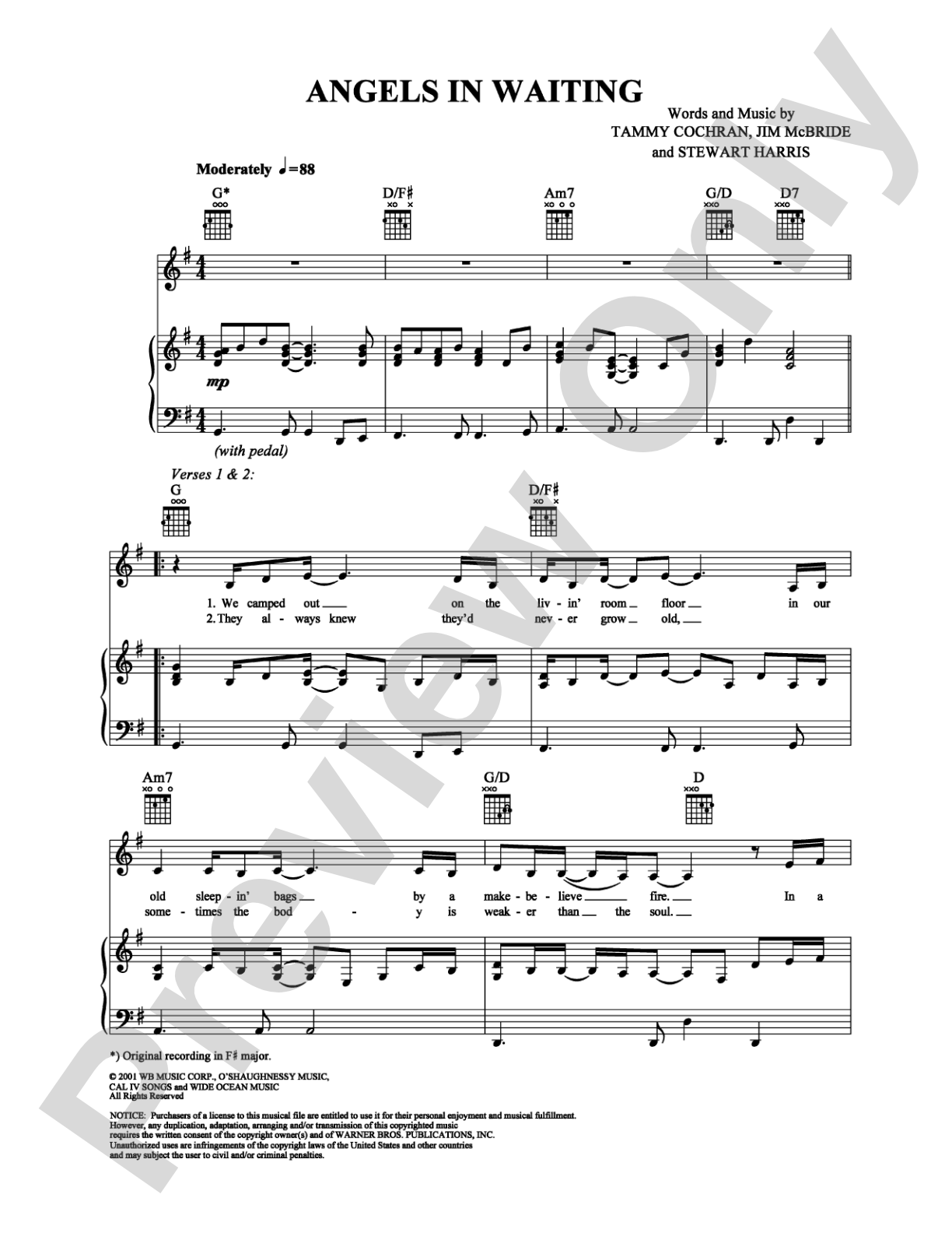 Angels in Waiting: Piano/Vocal/Chords Digital Sheet Music