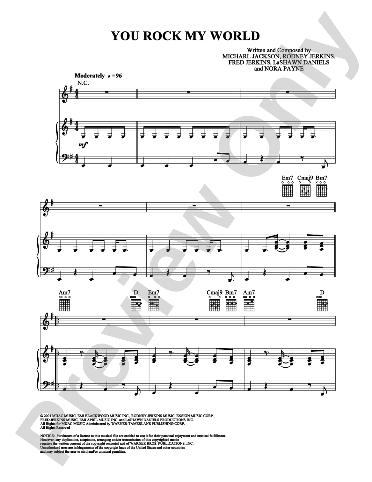 You Rock My World: Piano/Vocal/Chords Digital Sheet Music