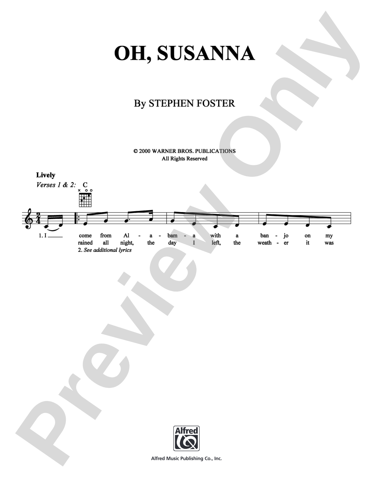 Oh, Susanna: Lead Sheet Digital Sheet Music