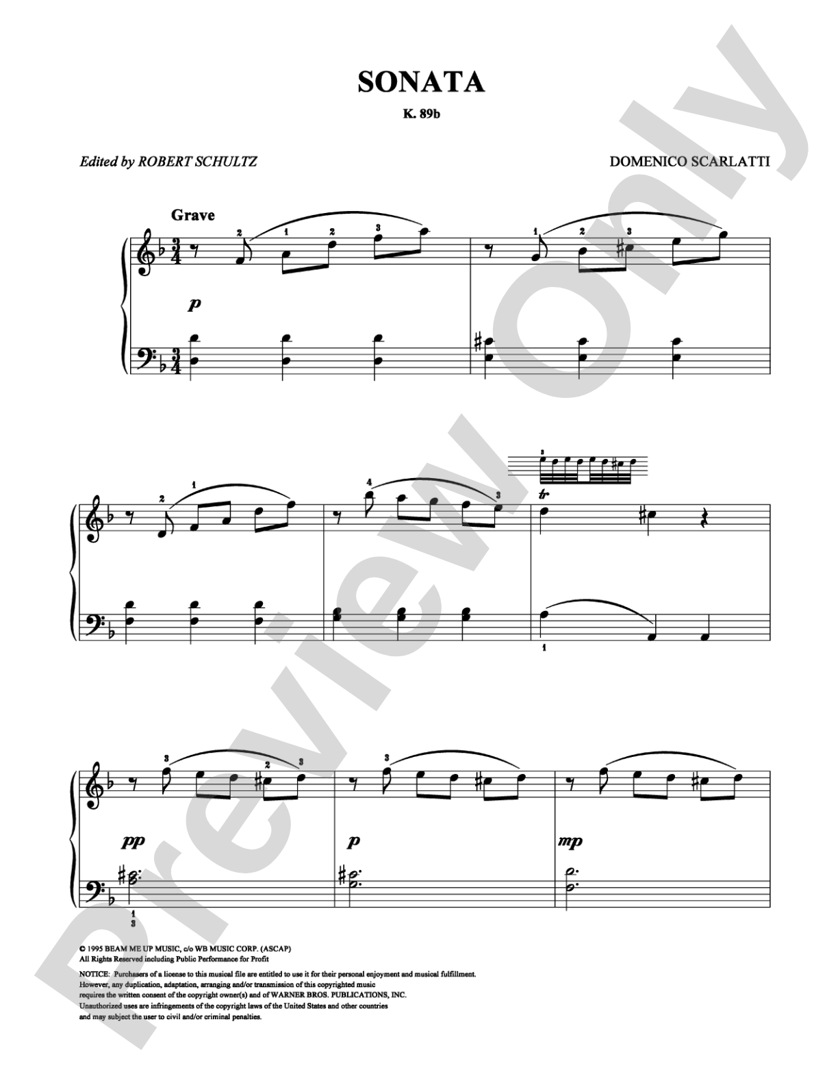 Sonata: Easy Piano Digital Sheet Music