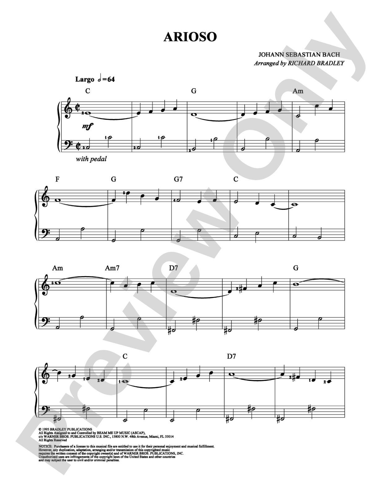 Arioso: Easy Piano Digital Sheet Music