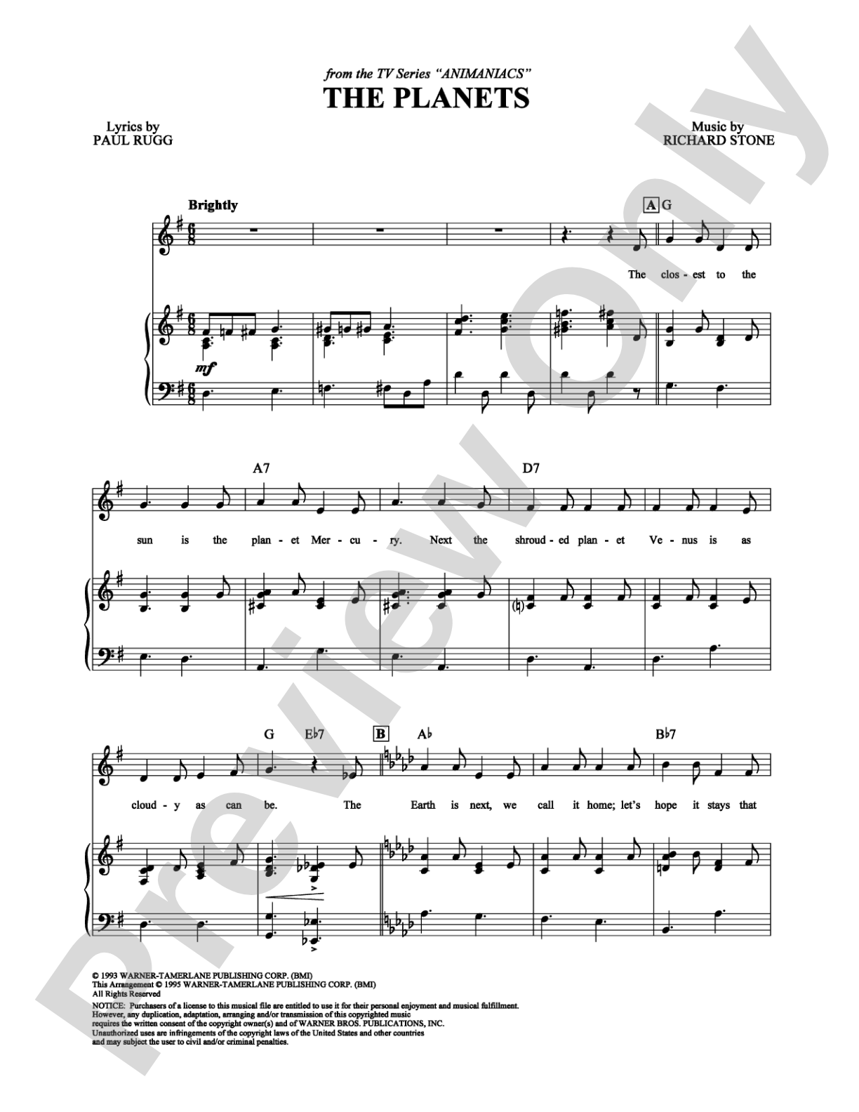 The Planets: Piano/Vocal/Chords Digital Sheet Music
