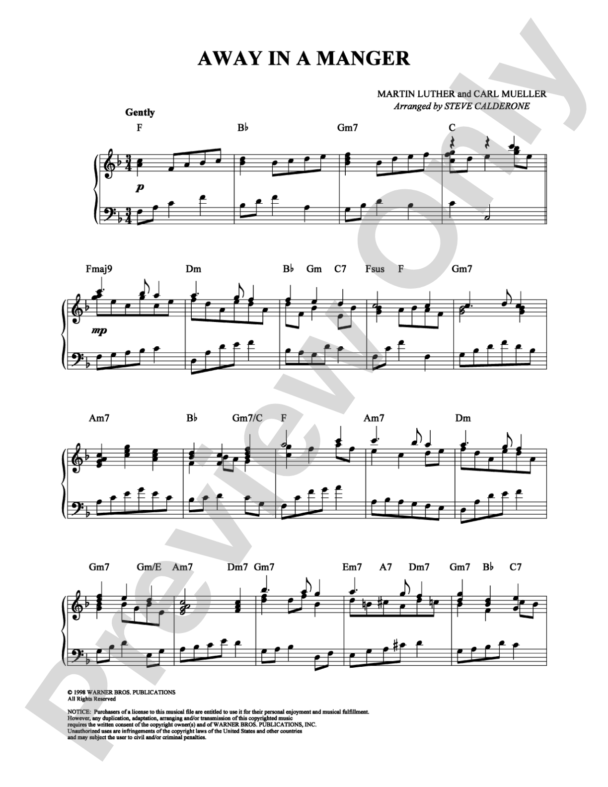 Away in a Manger: Piano Digital Sheet Music