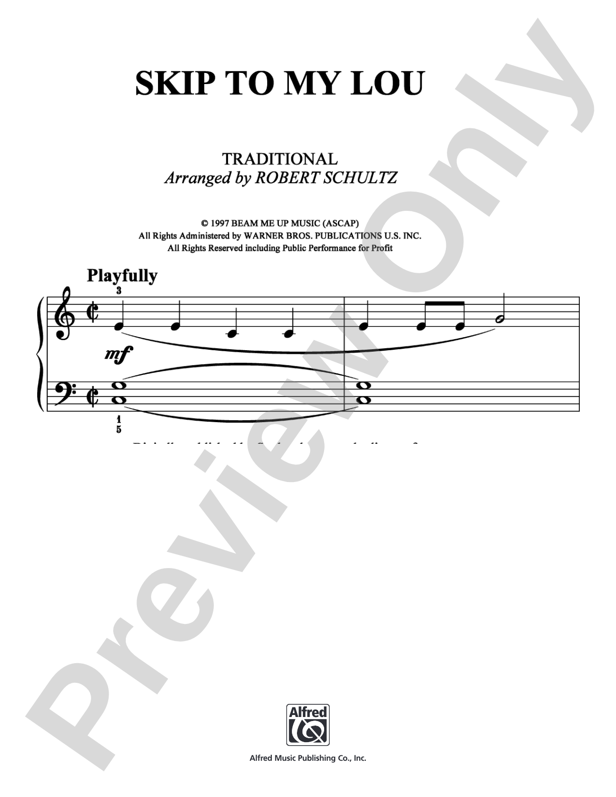 Skip to My Lou: Easy Piano Digital Sheet Music