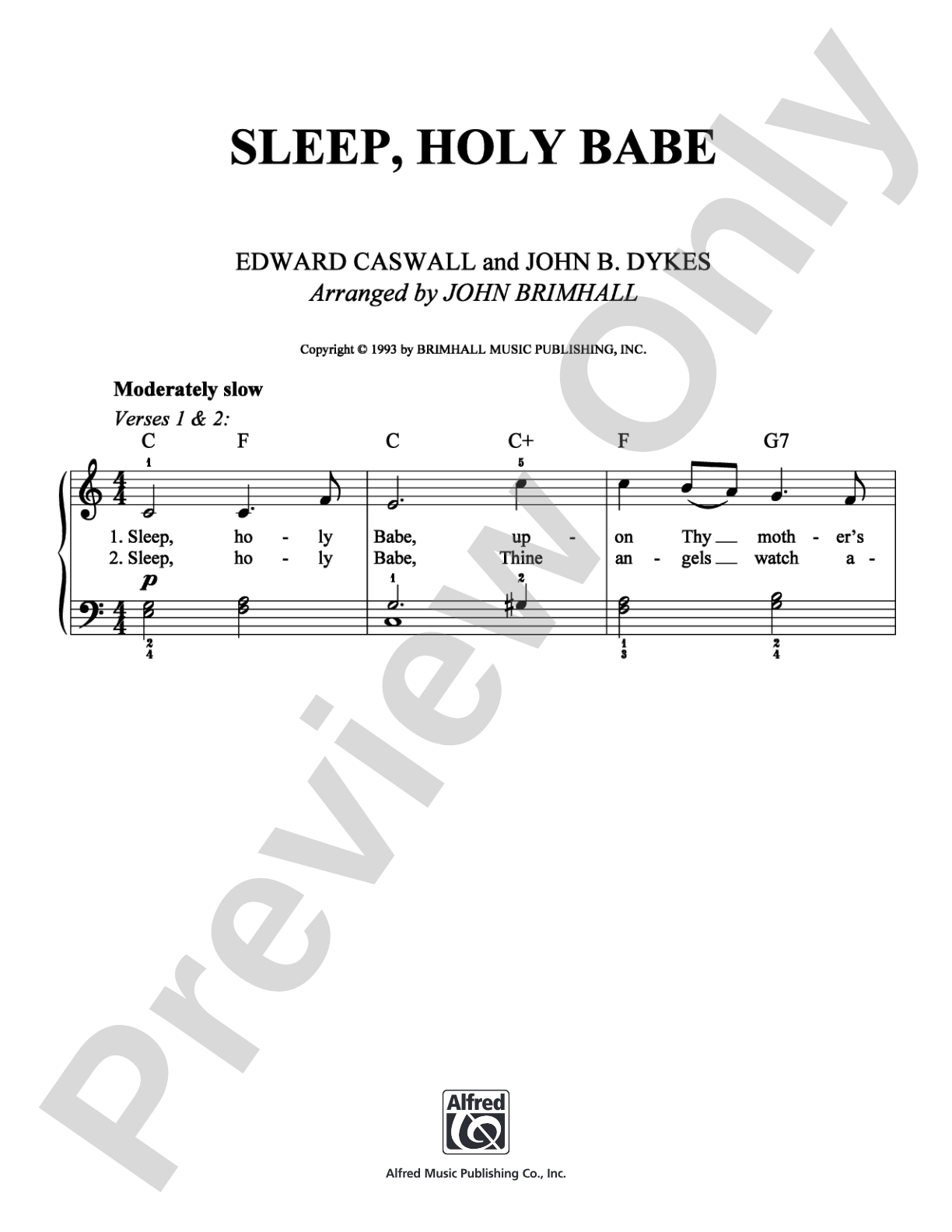 Sleep, Holy Babe: Easy Piano Digital Sheet Music
