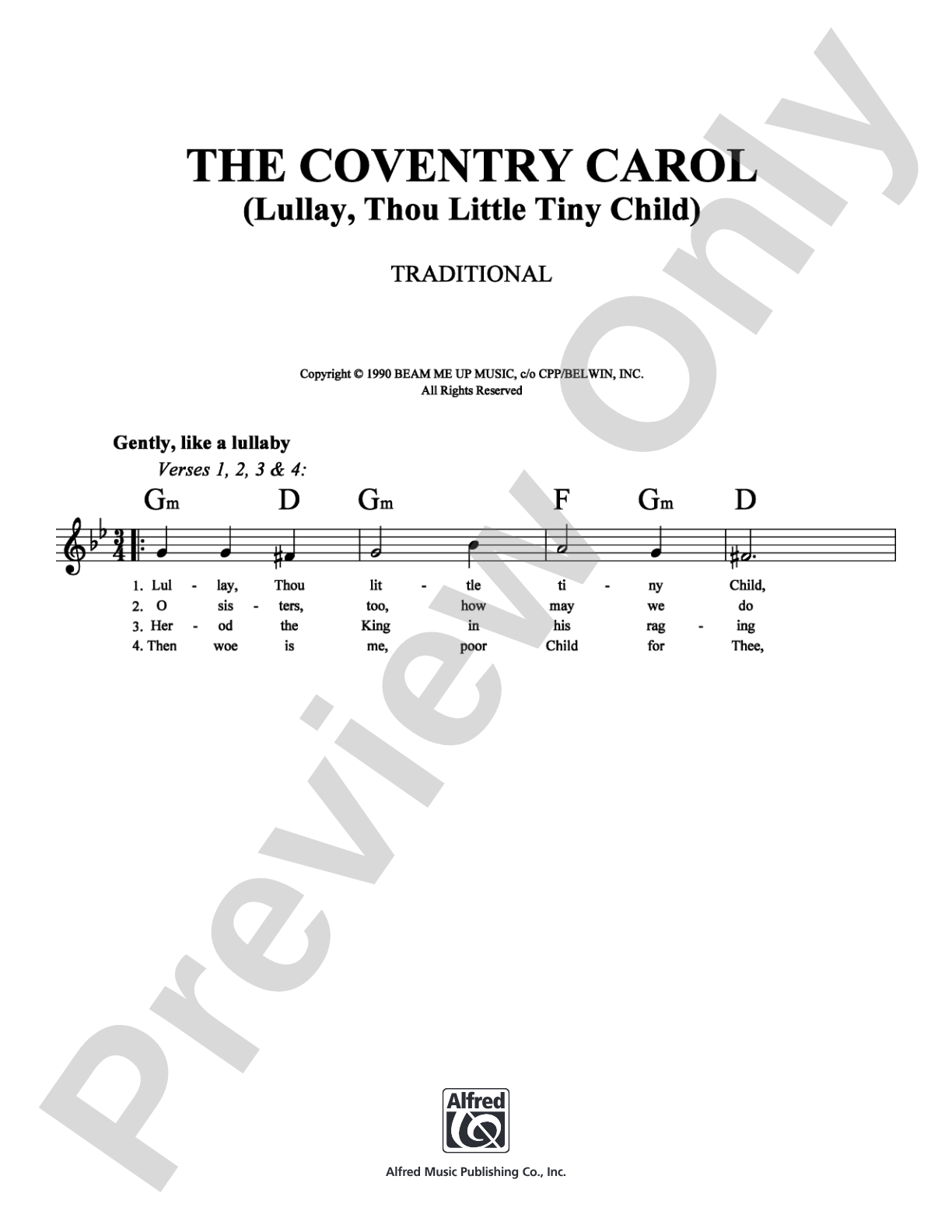 Coventry Carol, The (Lullay, Thou Little Tiny Child): Lead Sheet Digital Sheet Music