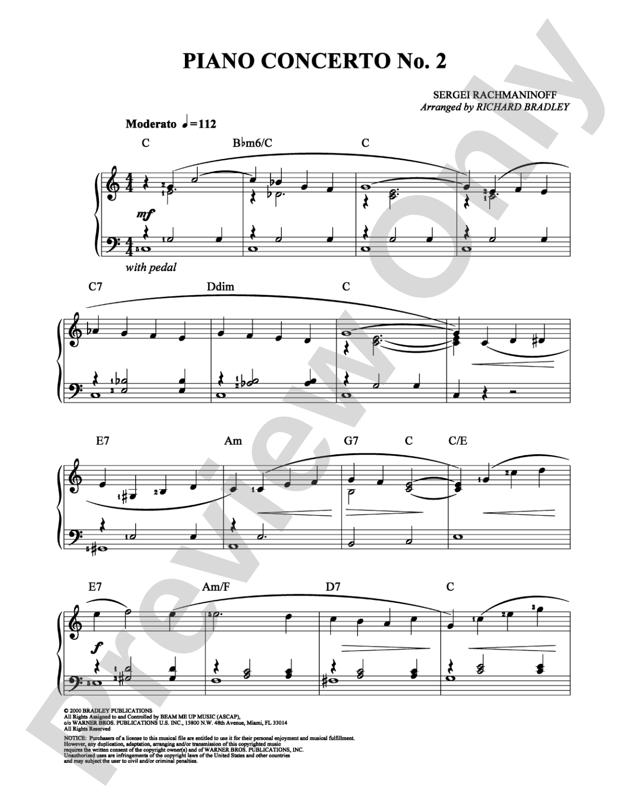Piano Concerto No. 2: Easy Piano Digital Sheet Music