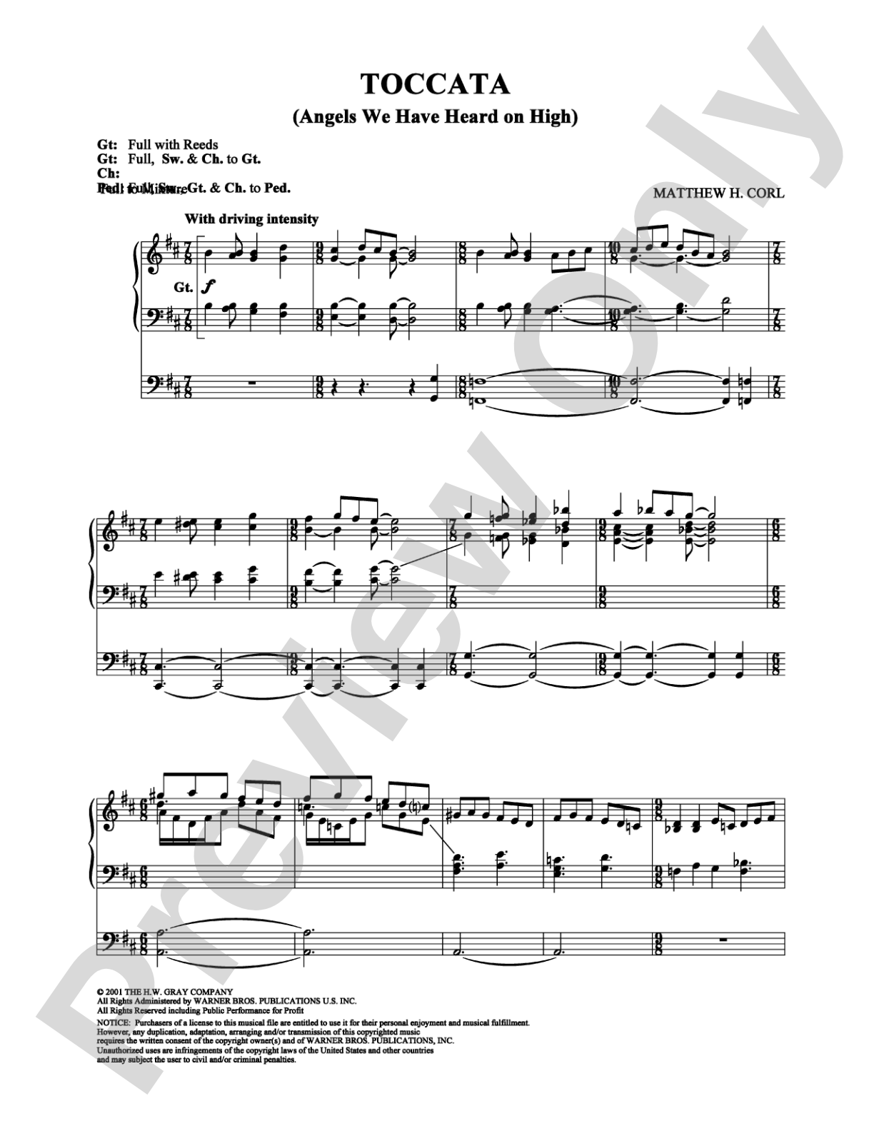 Toccata: Organ Digital Sheet Music