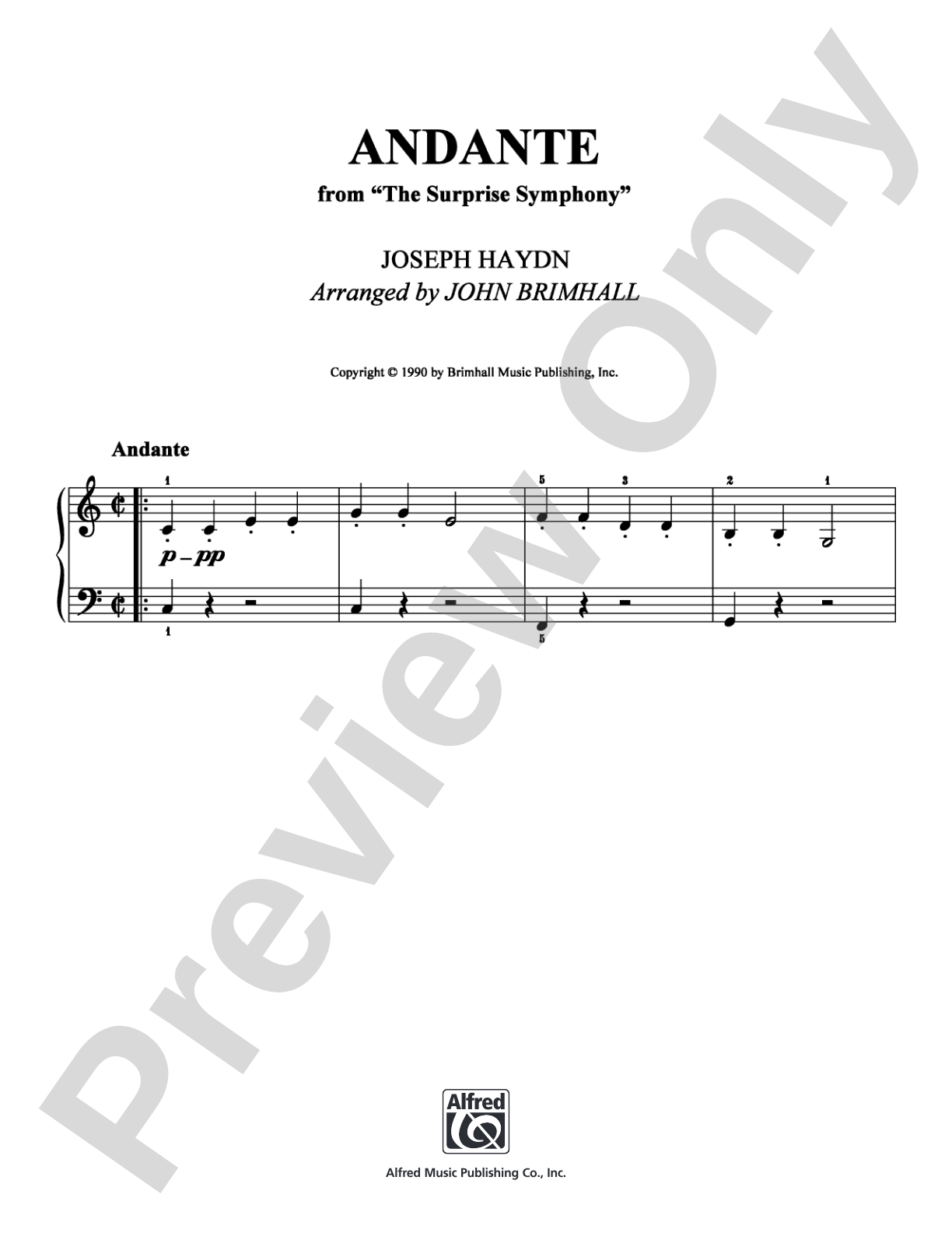 Andante: Easy Piano Digital Sheet Music