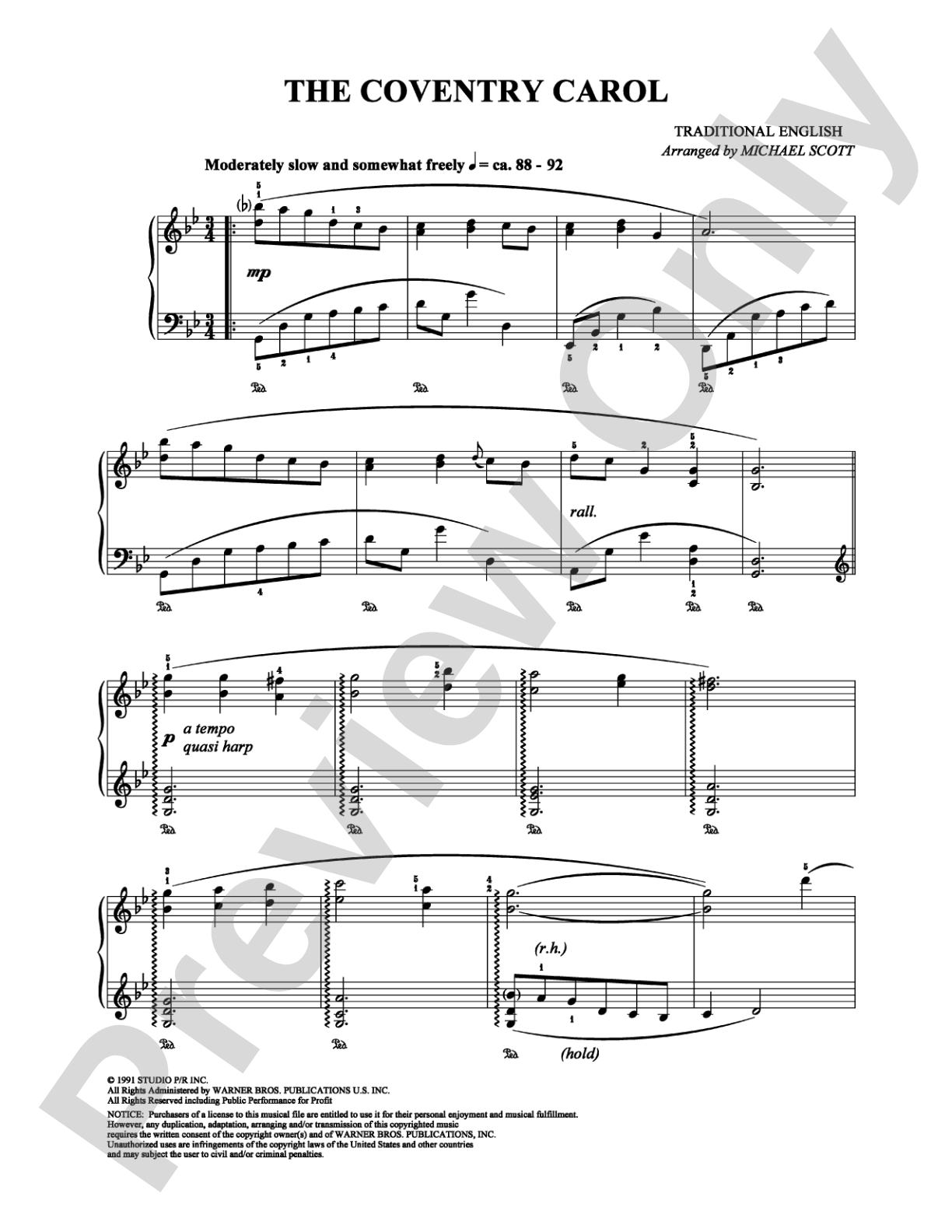 The Coventry Carol: Piano Digital Sheet Music