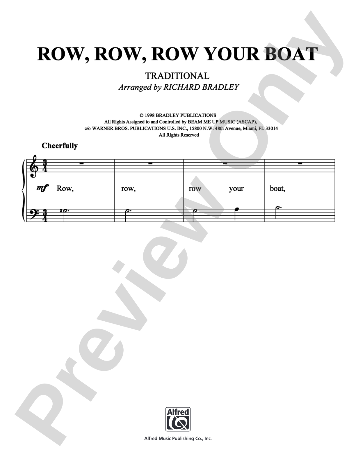 Row, Row, Row Your Boat: Easy Piano Digital Sheet Music