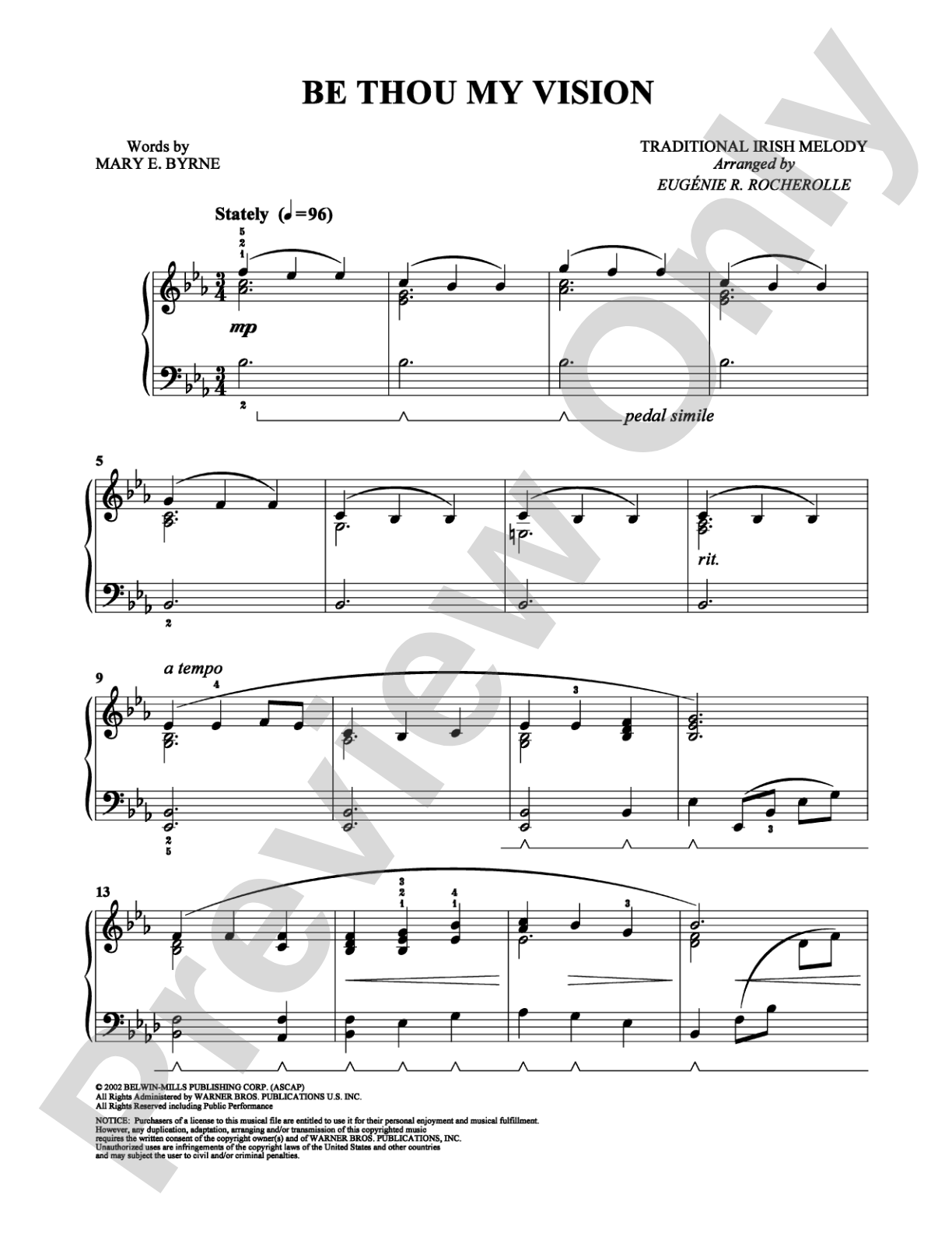 Be Thou My Vision: Easy Piano Digital Sheet Music