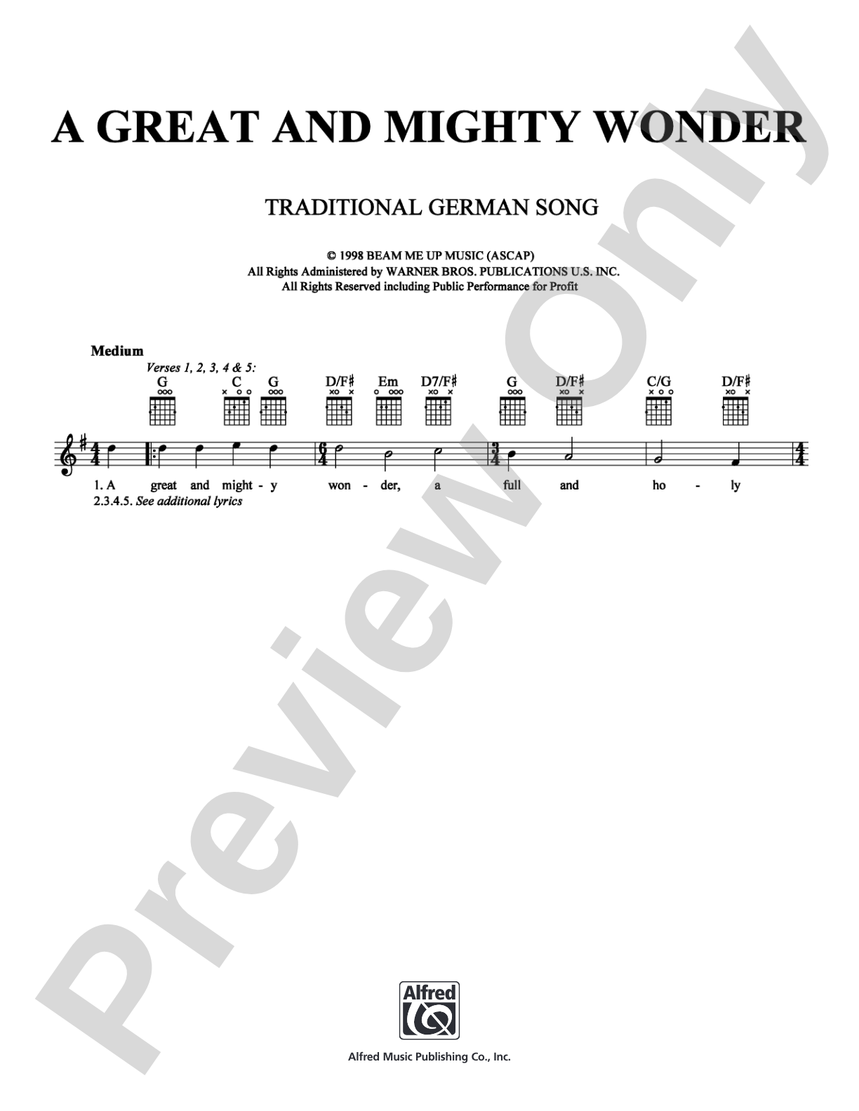 A Great and Mighty Wonder: Lead Sheet Digital Sheet Music