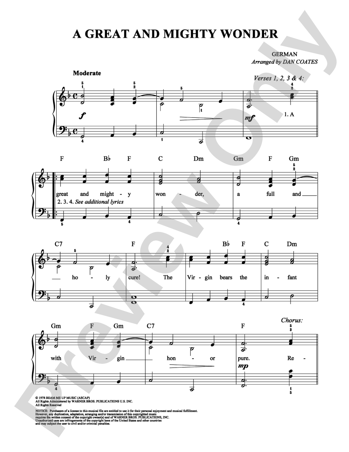 A Great and Mighty Wonder: Easy Piano Digital Sheet Music
