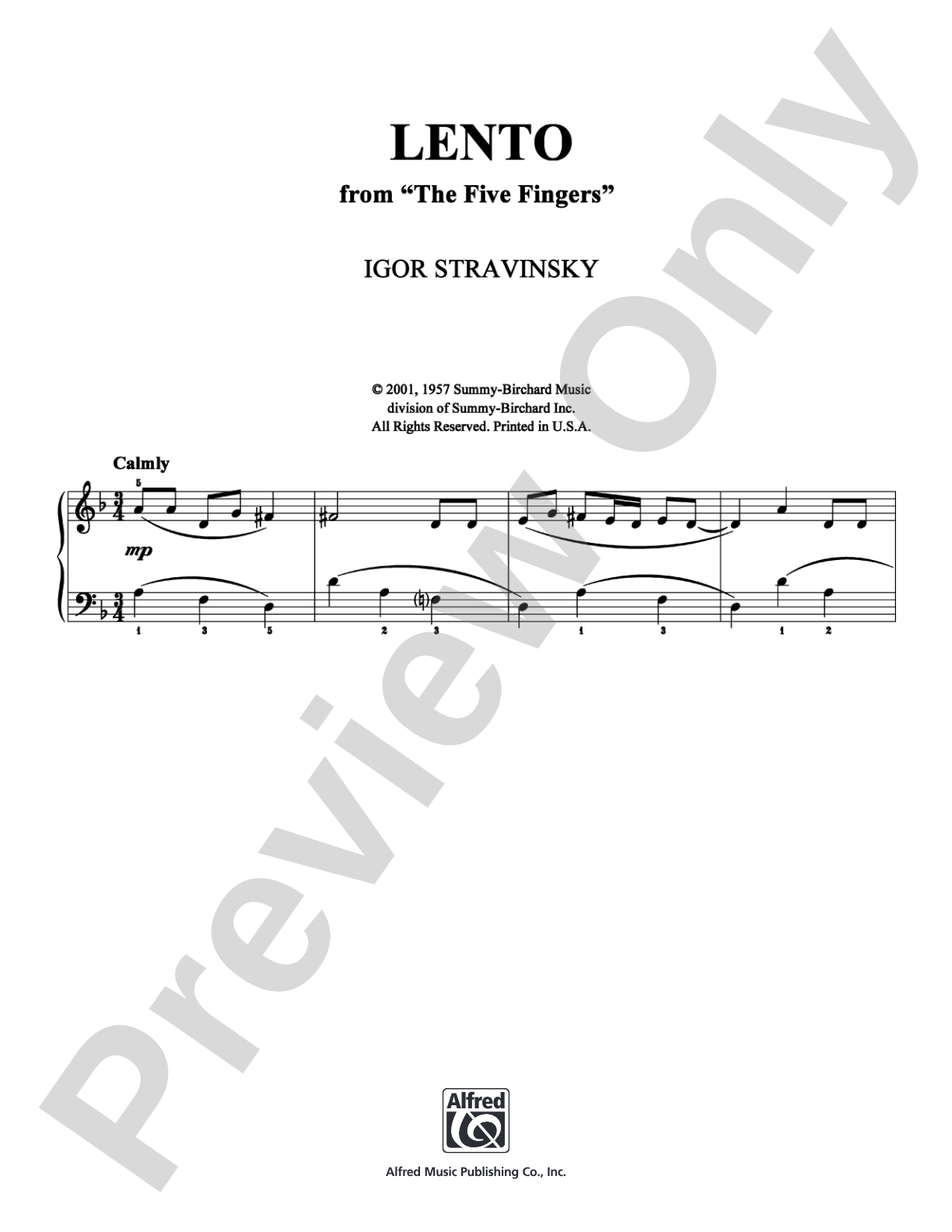 Lento: Piano Digital Sheet Music