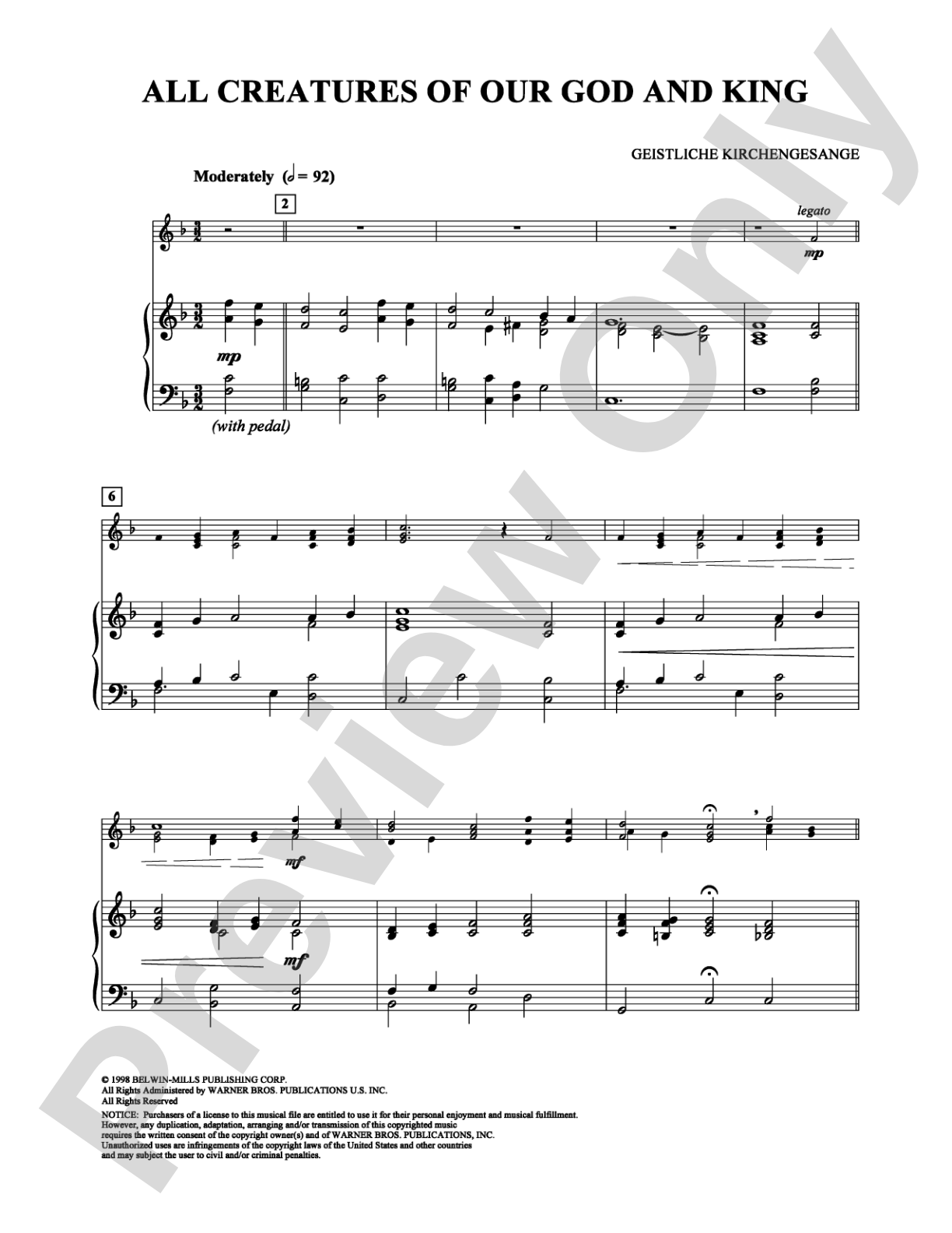 All Creatures Of Our God And King: Solo & Small Ensemble Digital Sheet Music