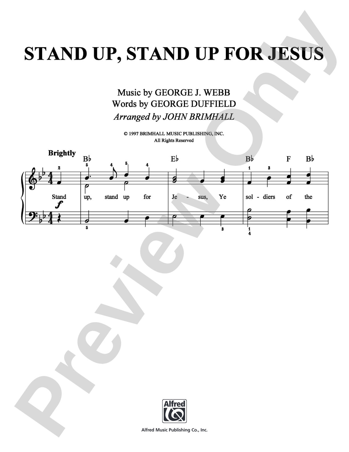 Stand Up, Stand Up for Jesus: Easy Piano Digital Sheet Music