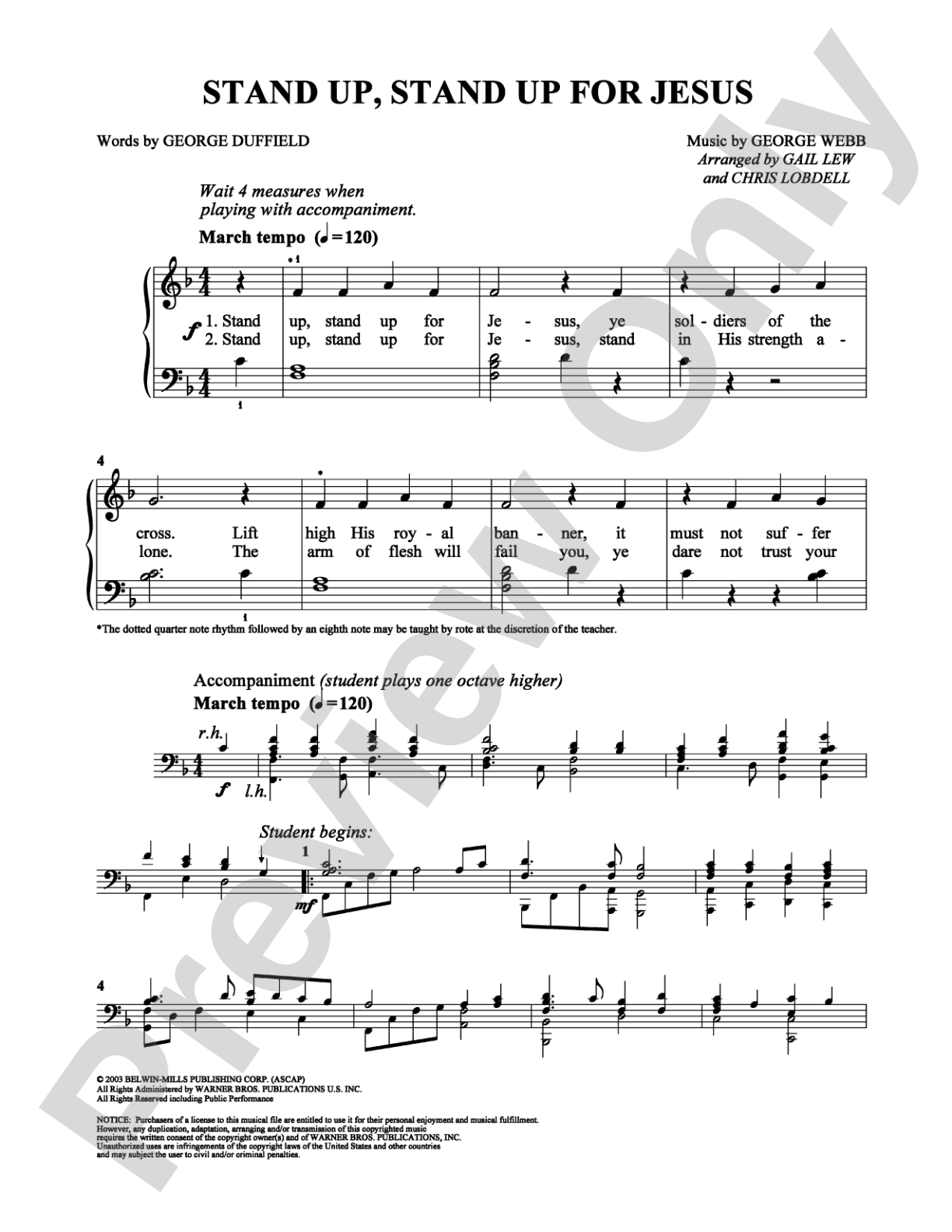 Stand Up, Stand Up for Jesus: Easy Piano Digital Sheet Music
