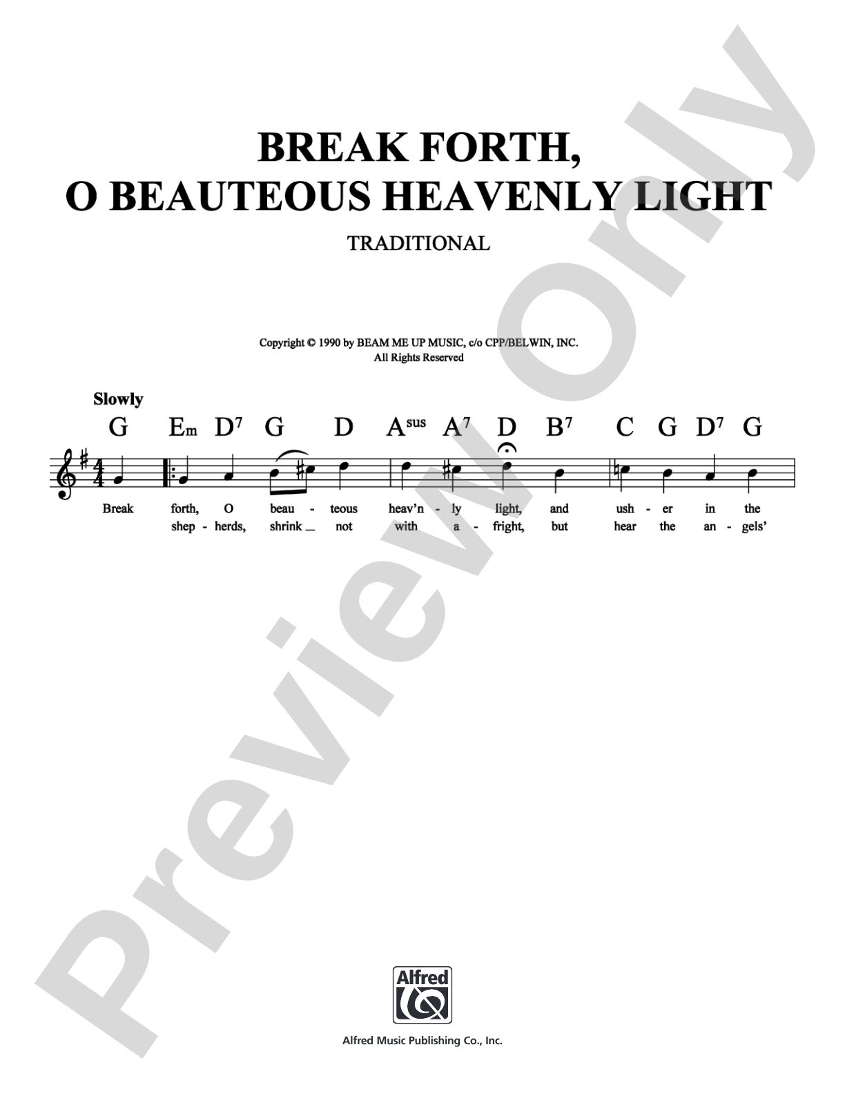 Break Forth, O Beauteous Heavenly Light: Lead Sheet Digital Sheet Music