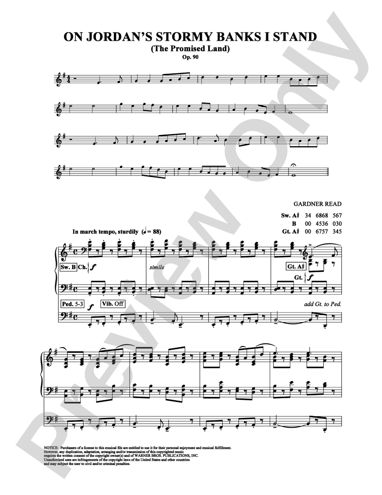 On Jordan's Stormy Banks I Stand (The Promised Land): Organ Digital Sheet Music