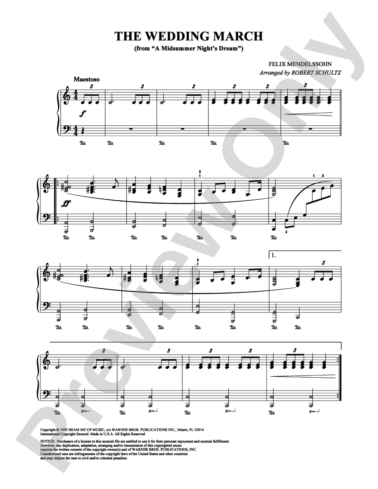The Wedding March: Piano Digital Sheet Music