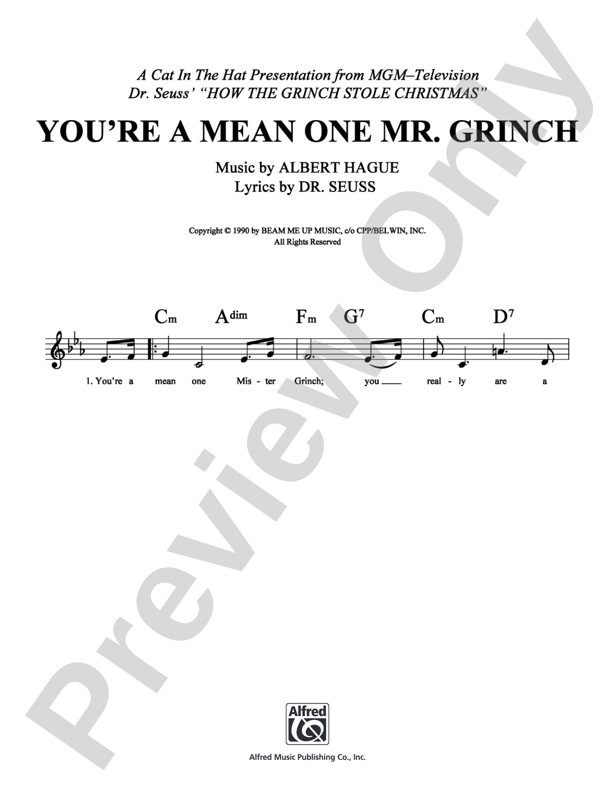 You're a Mean One, Mr. Grinch: Lead Sheet Digital Sheet Music