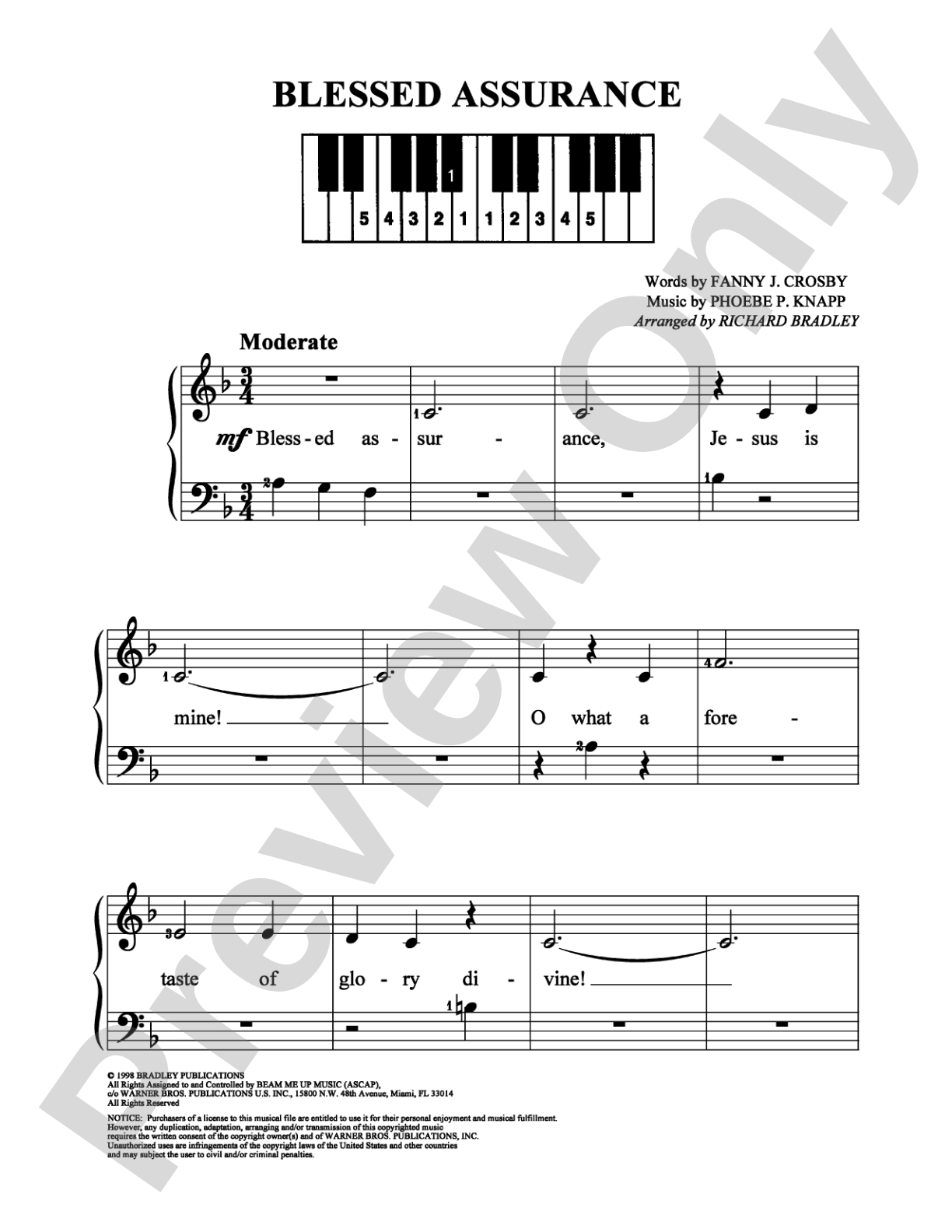 Blessed Assurance: Easy Piano Digital Sheet Music