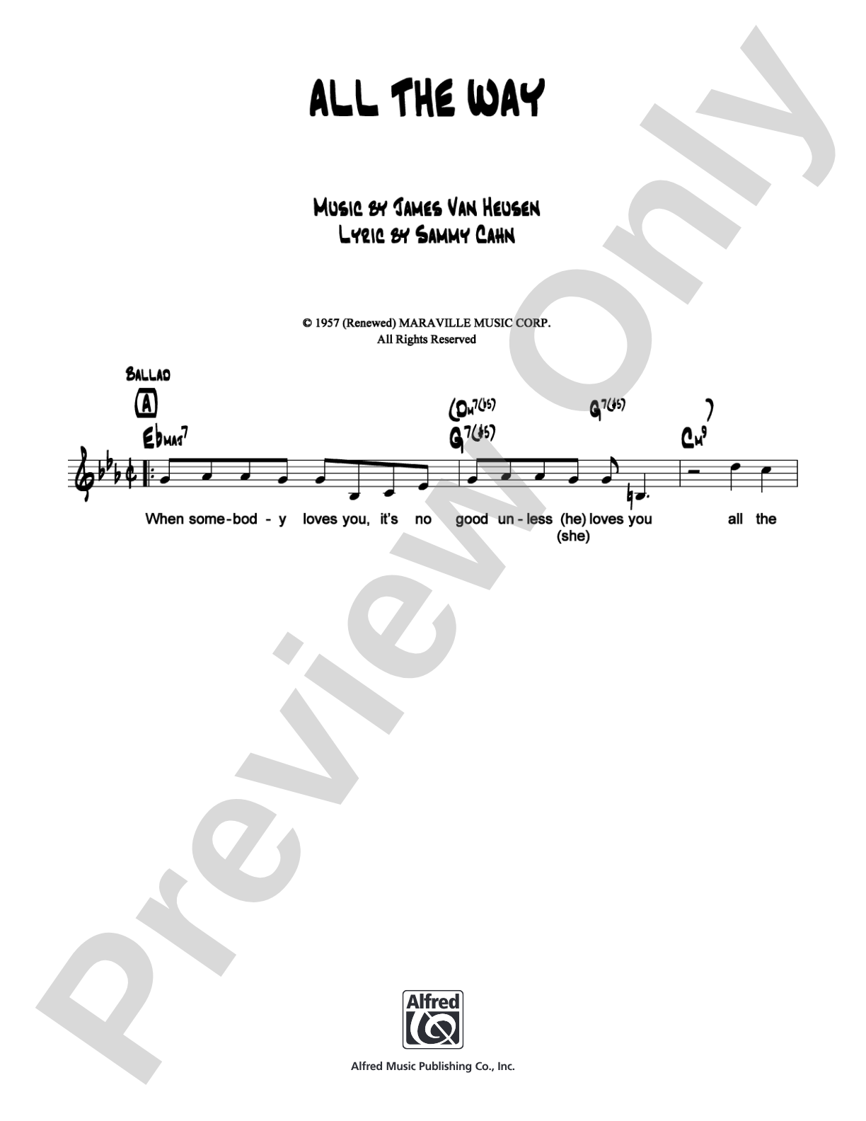 All the Way: Lead Sheet Digital Sheet Music