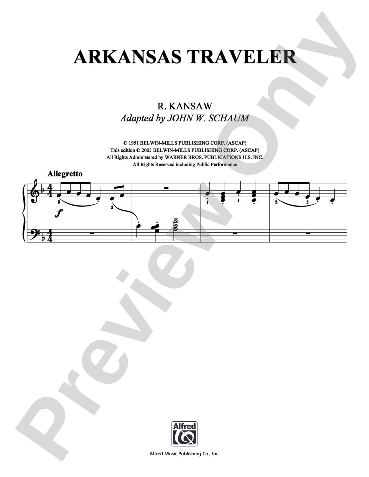Arkansas Traveler: Easy Piano Digital Sheet Music