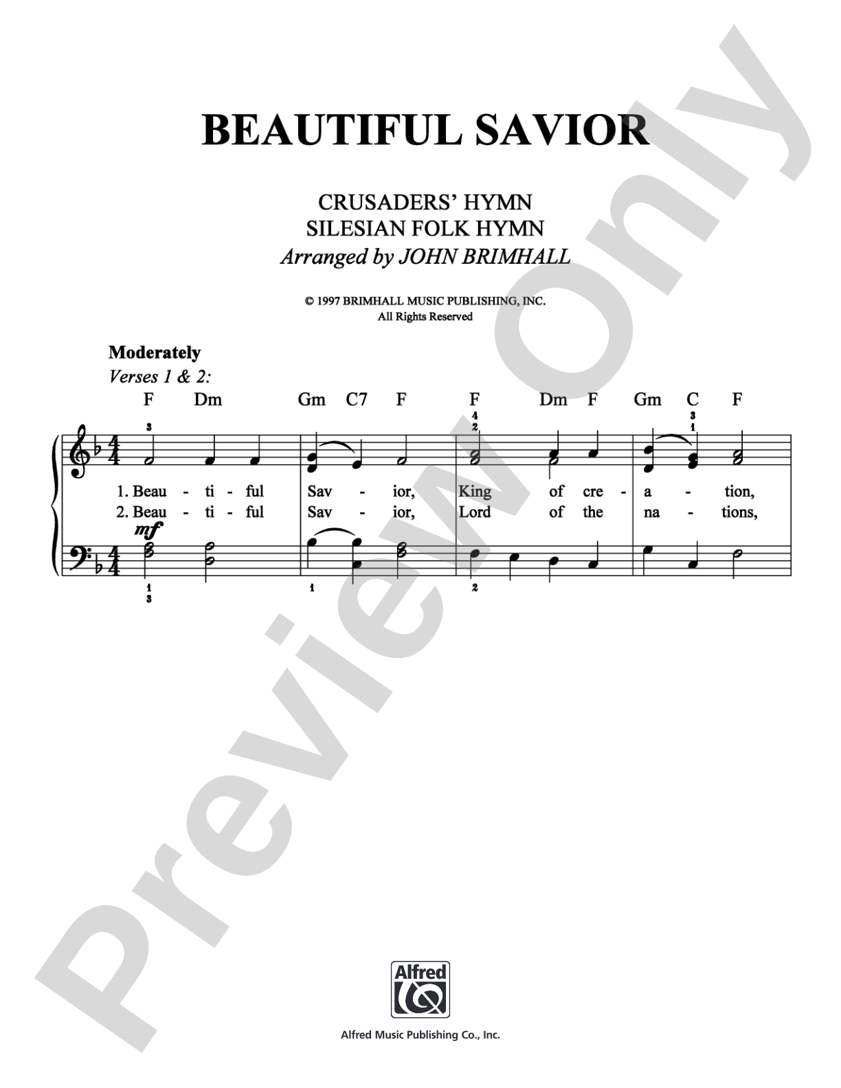 Beautiful Savior: Easy Piano Digital Sheet Music