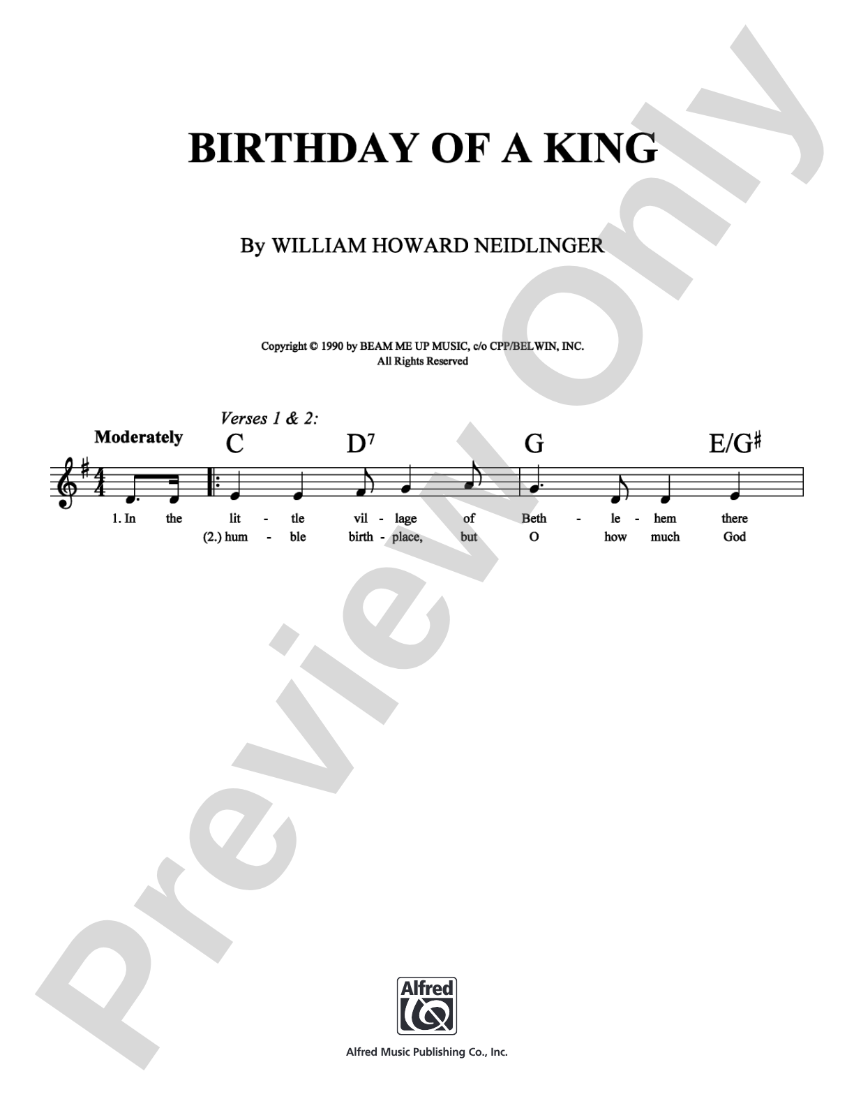 Birthday Of A King: Lead Sheet Digital Sheet Music